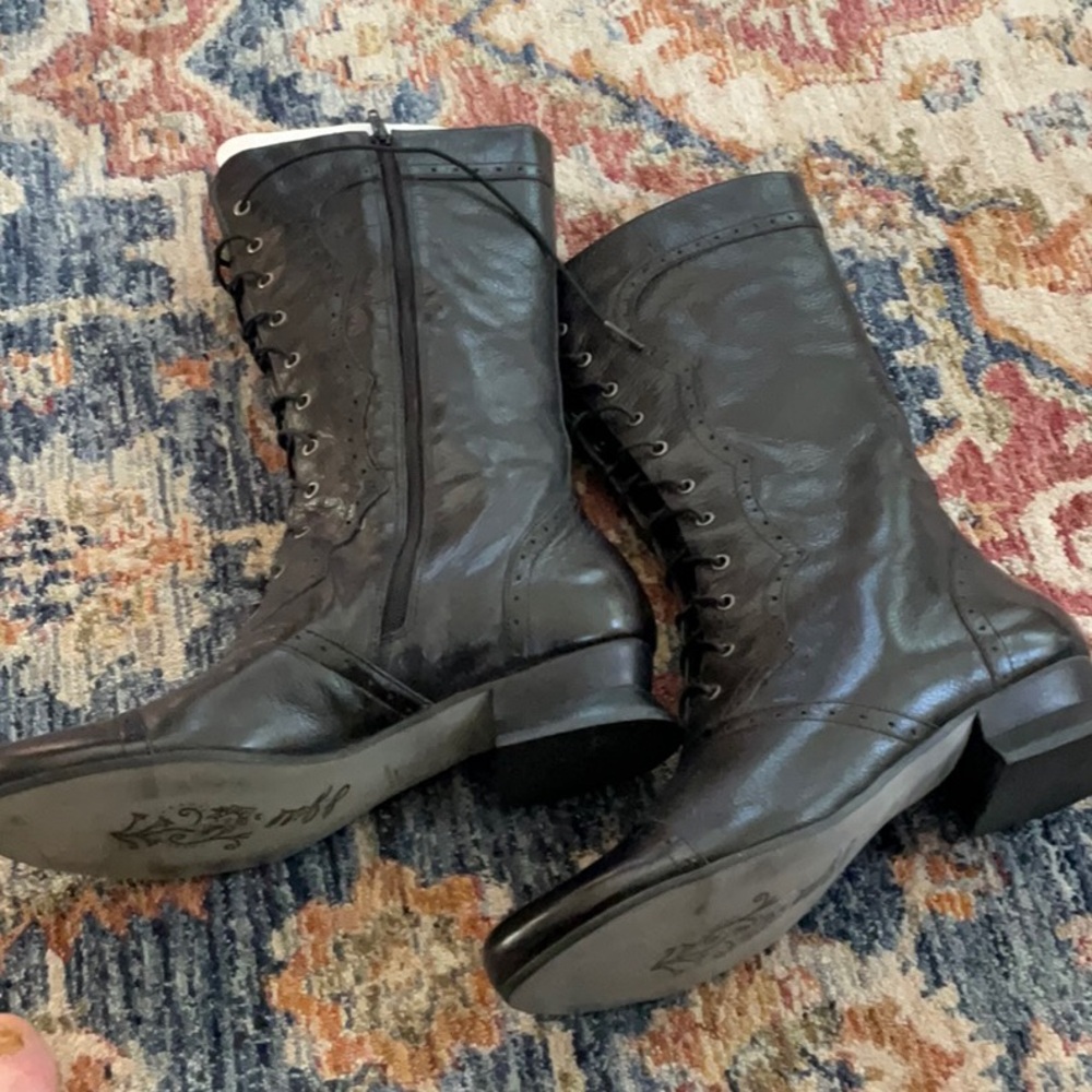 J.Jill leather lace up boots with side zipper